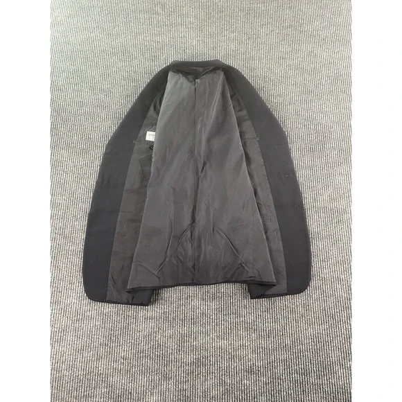 Armani Collezioni Suit Jacket 40 R Black Solid Designer Premium Luxury Italy